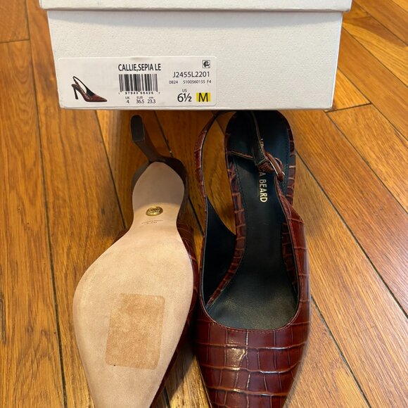 NWOT Veronica Beard Croc-Embossed Slingback Heels | Size 36.5 Luxury Designer - Picture 6 of 7